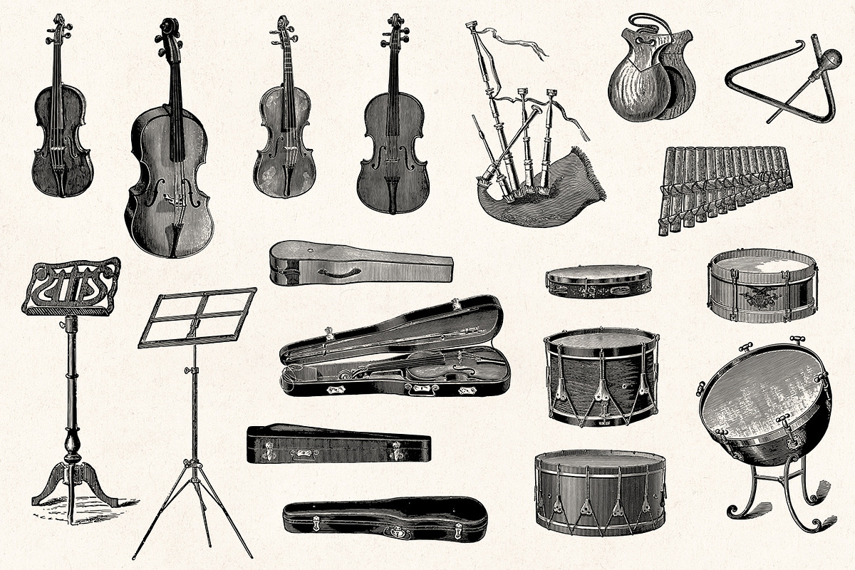 Musical Instruments Engravings Set, an Illustration by Graphic Goods (Photo 5 of 9)