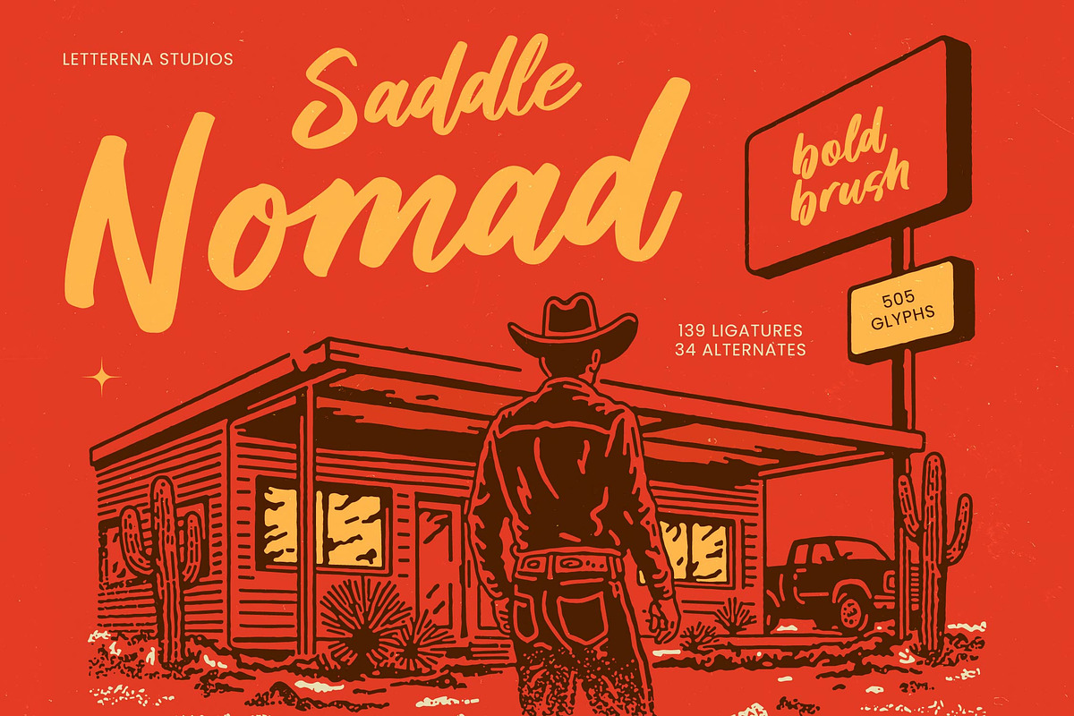 Saddle Nomad Bold Brush, a Script Font by Letterena Studios Script (Photo 1 of 25)