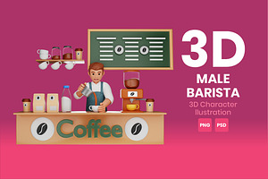 Male Barista 3D Character