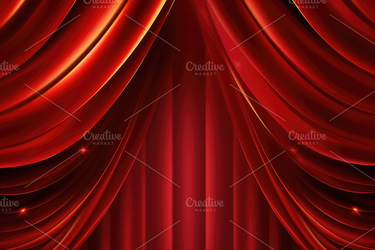 Red Golden Curtain Stage background, a Background Graphic by Virgo Studio
