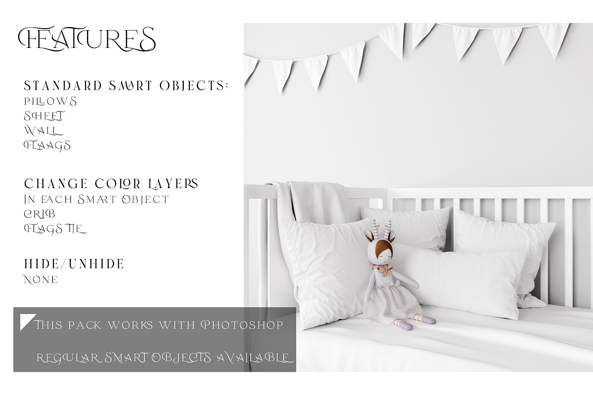 Baby Crib Duvet & Pillows Mockup, a Household Mockup by mock-ups (Photo 3 of 13)