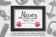 Gym equipment sketches and posters, a Decorative Illustration by Akimo Mia (Thumbnail 1 of 9)