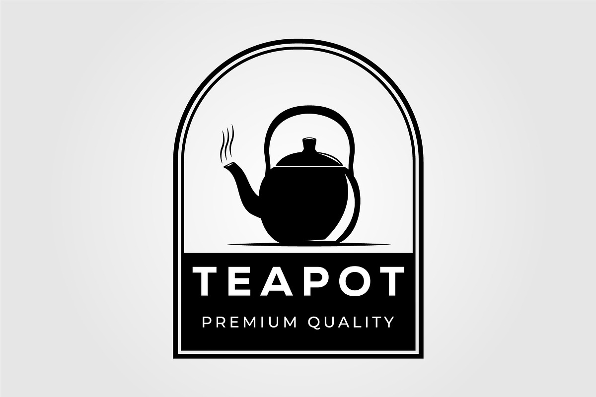 teapot and hot tea drink logo vector, an Illustration by Rizkaarishandy_shop