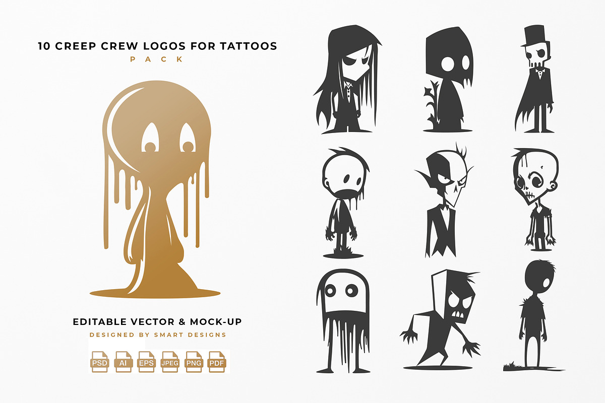 Creep Crew Logos for Tattoos x10, a Decorative Illustration by SmartDesigns