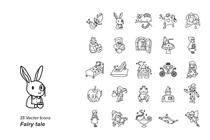 Fairy tale outlines vector icons