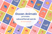 Ocean Animals Educational Cards, an Animal Illustration by Sabina_Ava (Thumbnail 1 of 7)