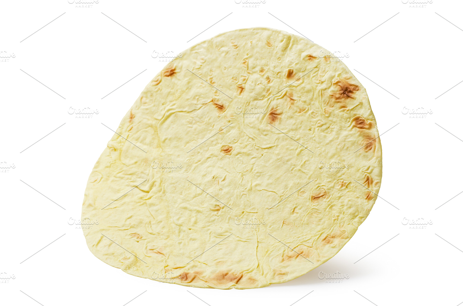 Round pita bread on a white, a Food & Drink Photo by innakreativ