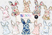 Bunny Floral Bow Easter Clipart, an Illustration by BigCakeBee (Thumbnail 1 of 5)