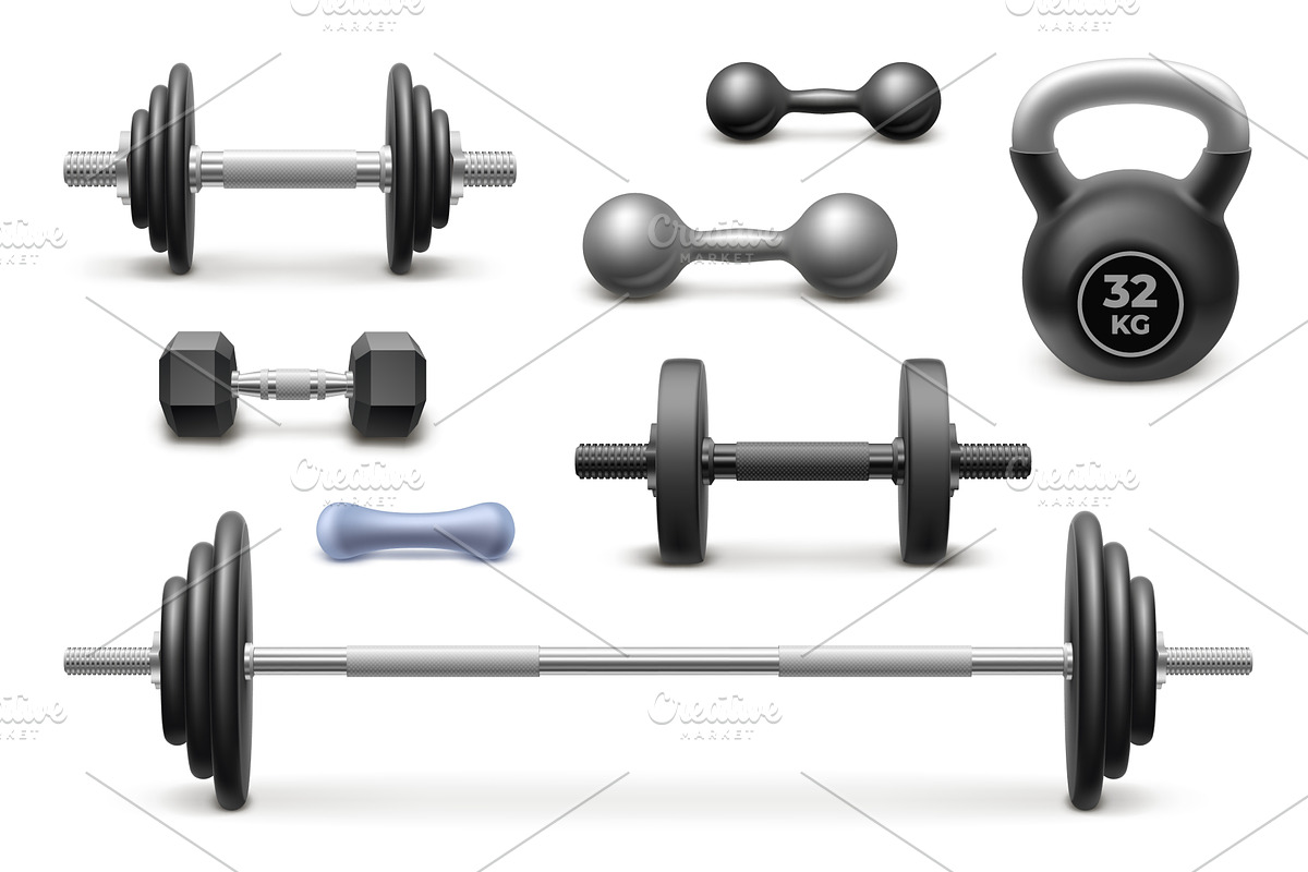 Realistic weights. 3d gym dumbbell, a Sport Illustration by Stock-Smart-Start