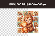 2-in-1 Punch Baby Monkey Clipart, an Animal Illustration by InkyQueenArt (Thumbnail 5 of 8)