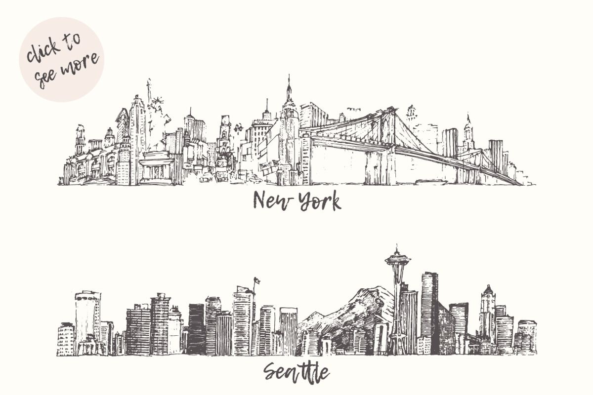 Set of 18 world's cities skylines, a Work Illustration by TheMountBirdStudio (Photo 2 of 2)