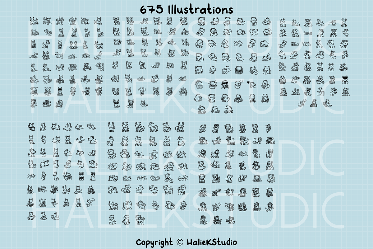 675 Procreate Dog Stamp Brushes 2, a Brush Add-On by HalieKStudio (Photo 3 of 8)