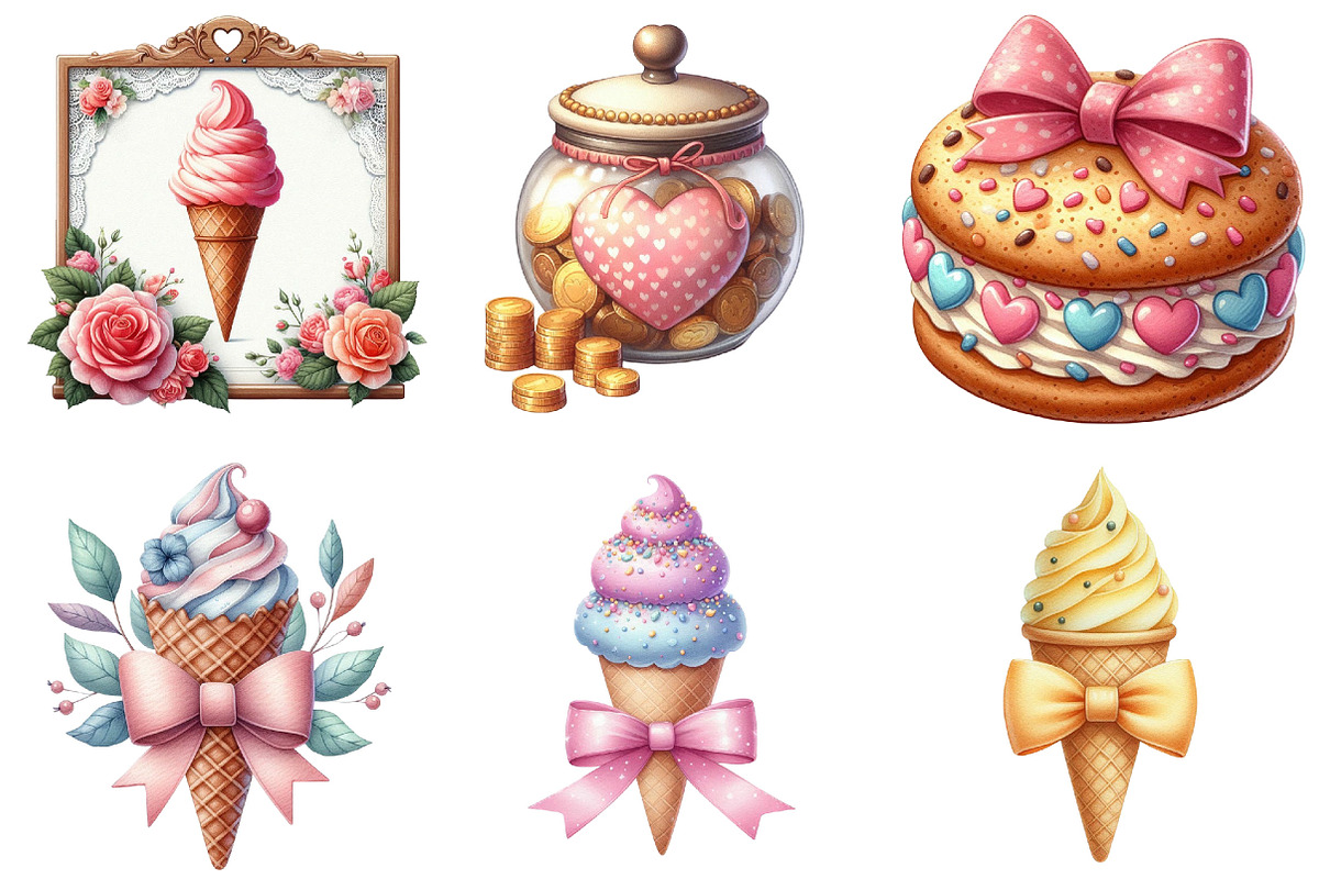 Coquette Ice Cream Shop Clipart, an Illustration by Pixels.Craft (Photo 3 of 9)
