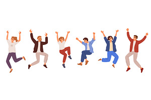 Cheerful bouncing people. Joyful men, a Person Illustration by Vectorbuum