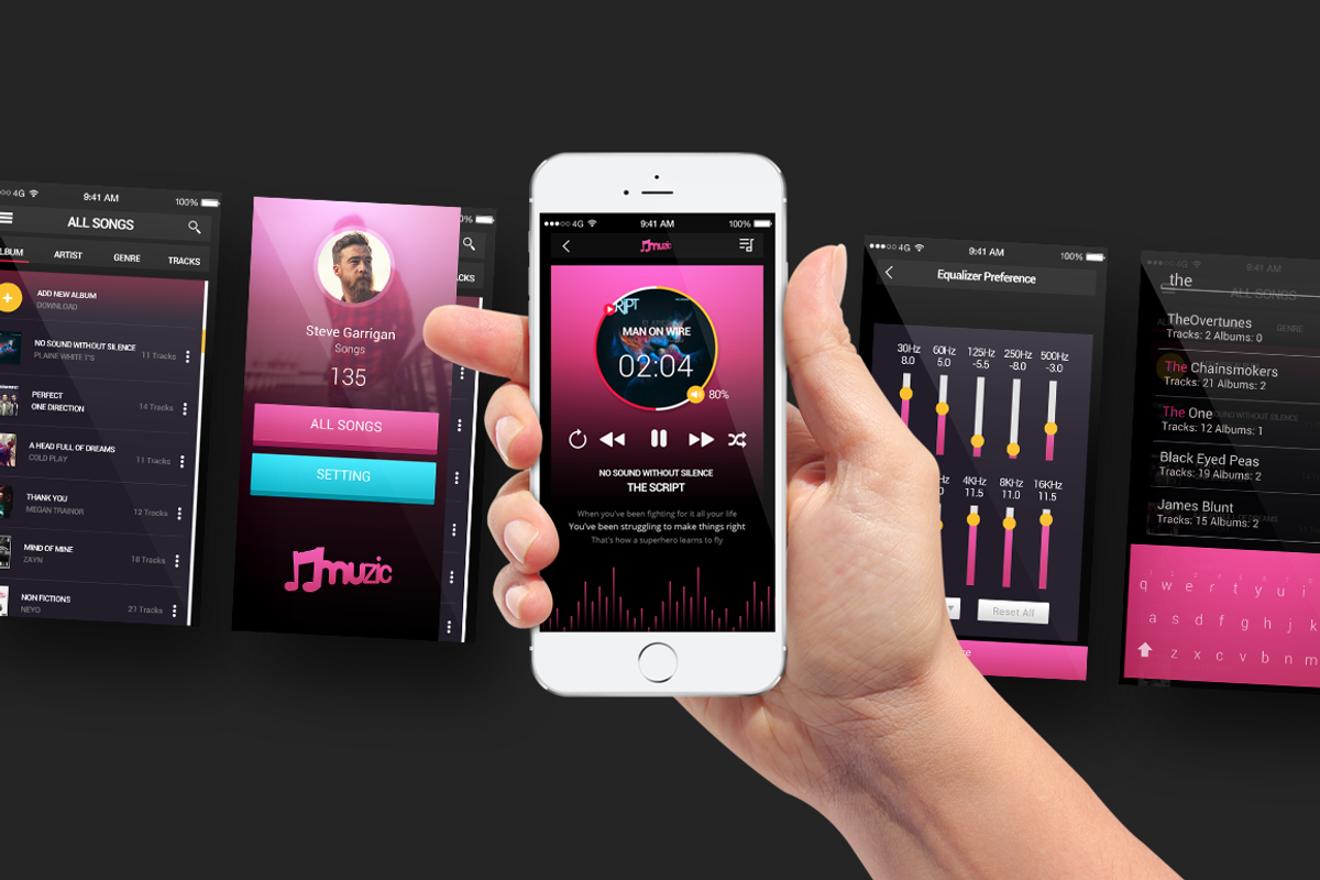 Muzic (Music App UI), an UI Kit Template by Rebound  (Photo 3 of 6)