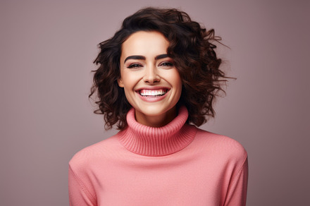 Smiling woman. AI generative., a Person Photo by morepiixel