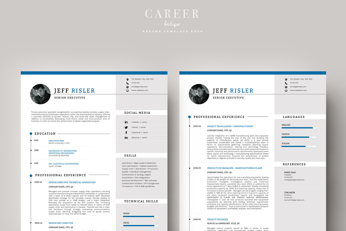 Modern Resume & CoverLetter Template, a Resume Template by careerboutique (Photo 2 of 6)