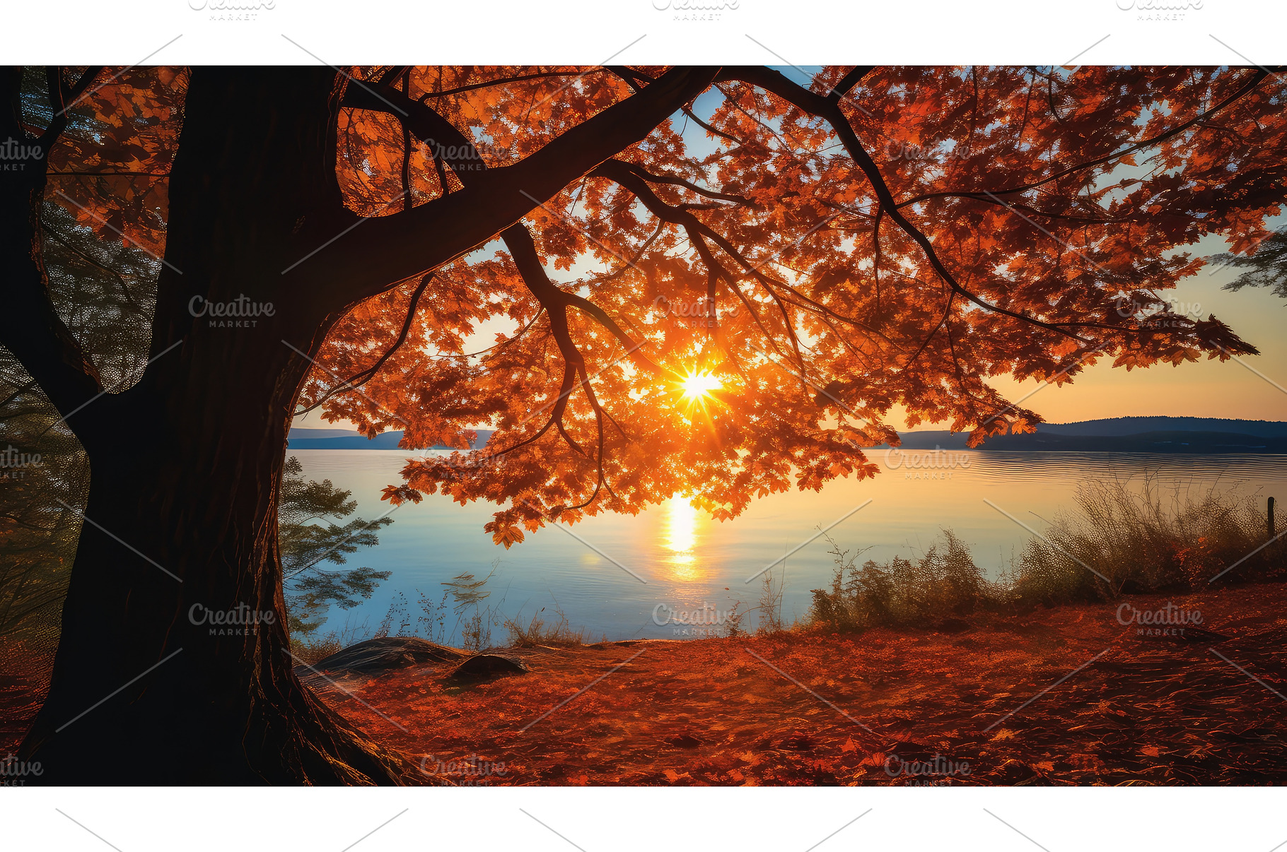 orange light through leaves ai, a Background Photo by pikepicture