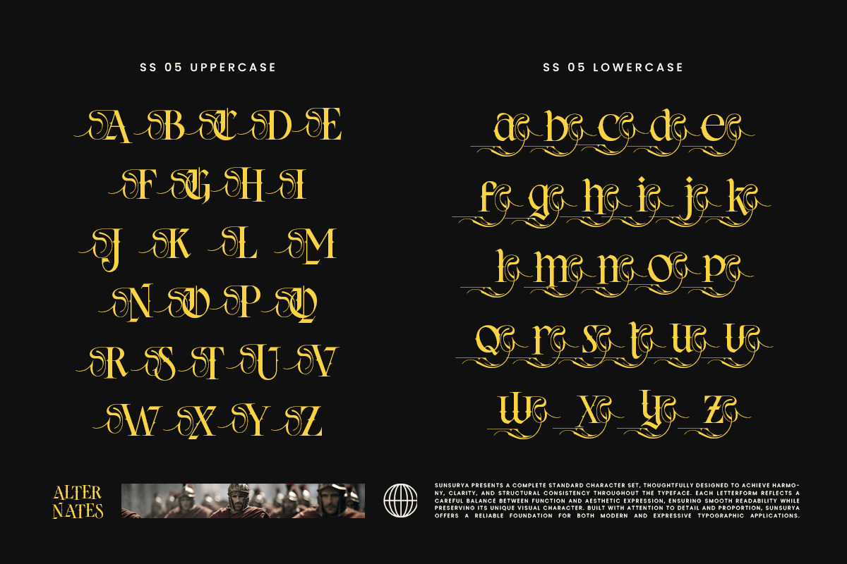 Sunsurya Blackletter Typeface, a Blackletter Font by alit design (Photo 10 of 19)