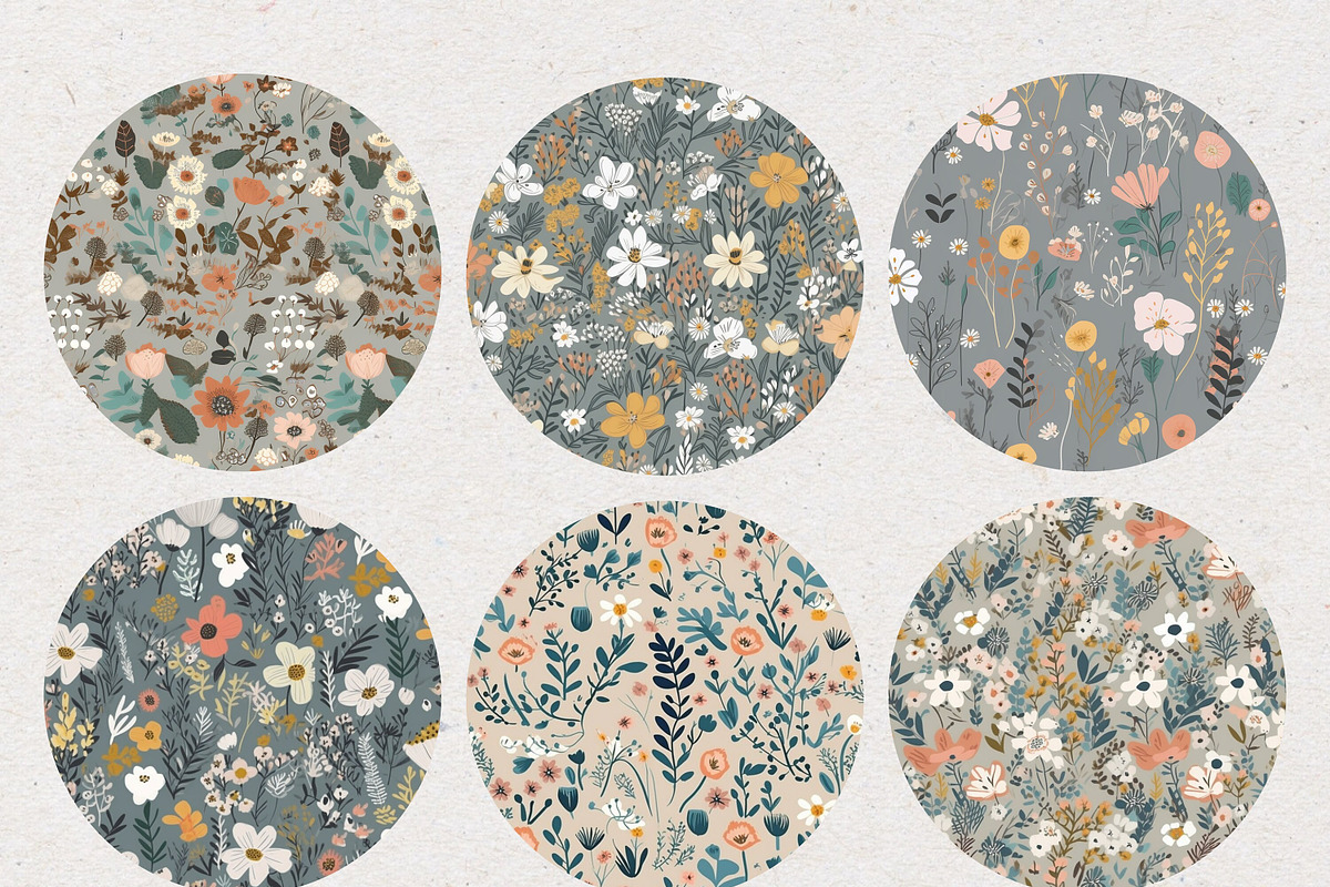 Grey Flower Seamless Pattern Papers, a Pattern Graphic by Natural Planners (Photo 2 of 3)