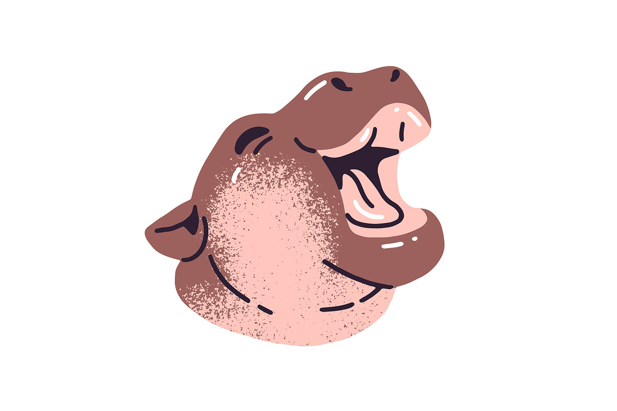 Cute hippos set + seamless patterns, an Animal Illustration by PaperTrident (Photo 5 of 14)