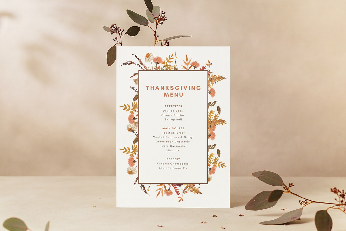 Editable Thanksgiving menu