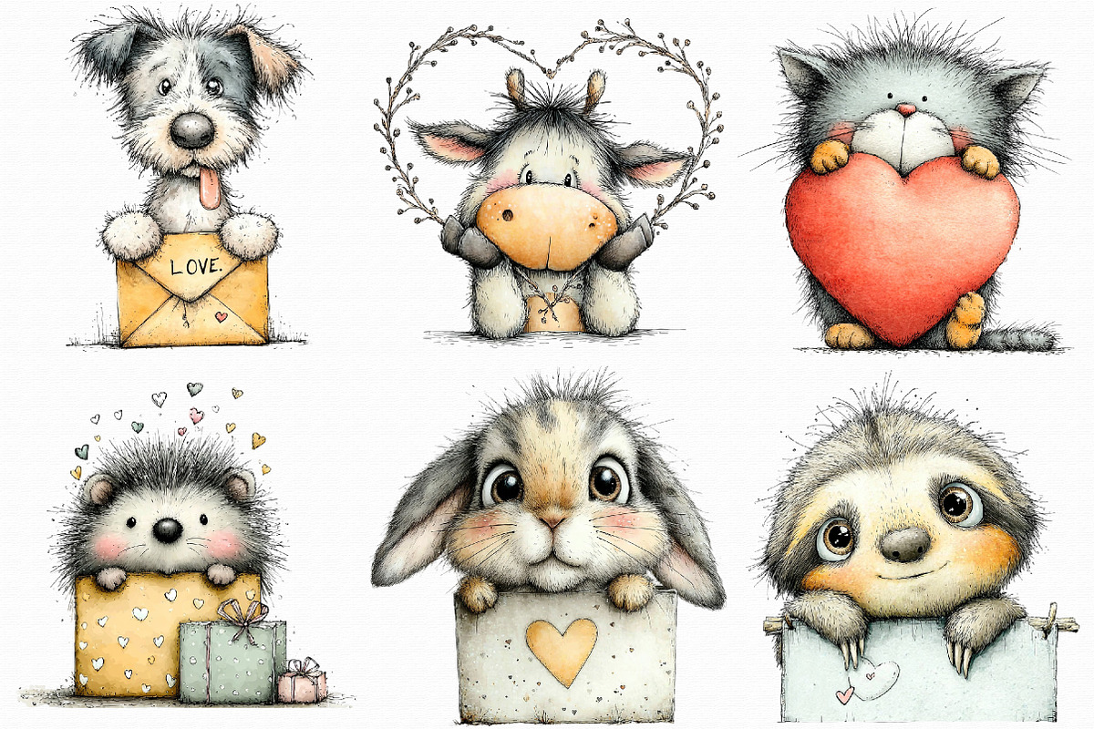 Funny Valentine Peeking Animals PNG, an Illustration by Libby Wishes (Photo 8 of 9)