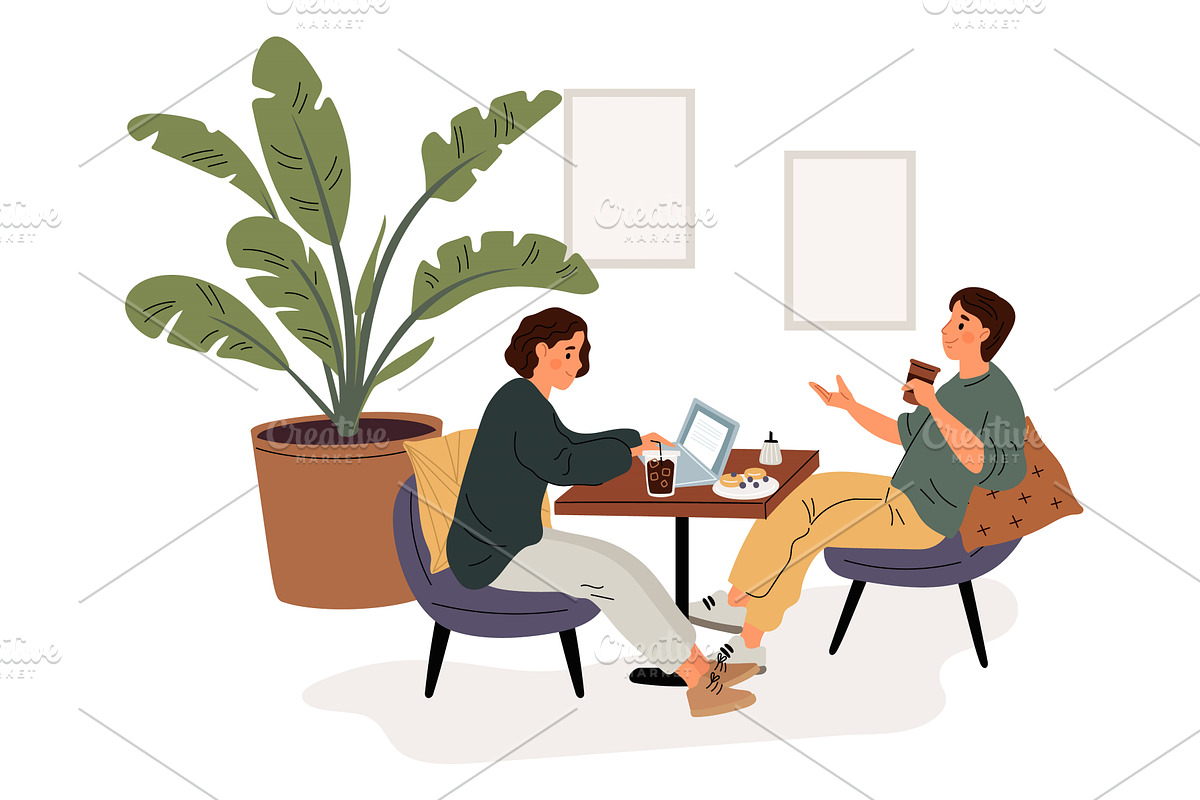 Coffee shop visitors. Restaurant, a Food Illustration by Vectorbuum