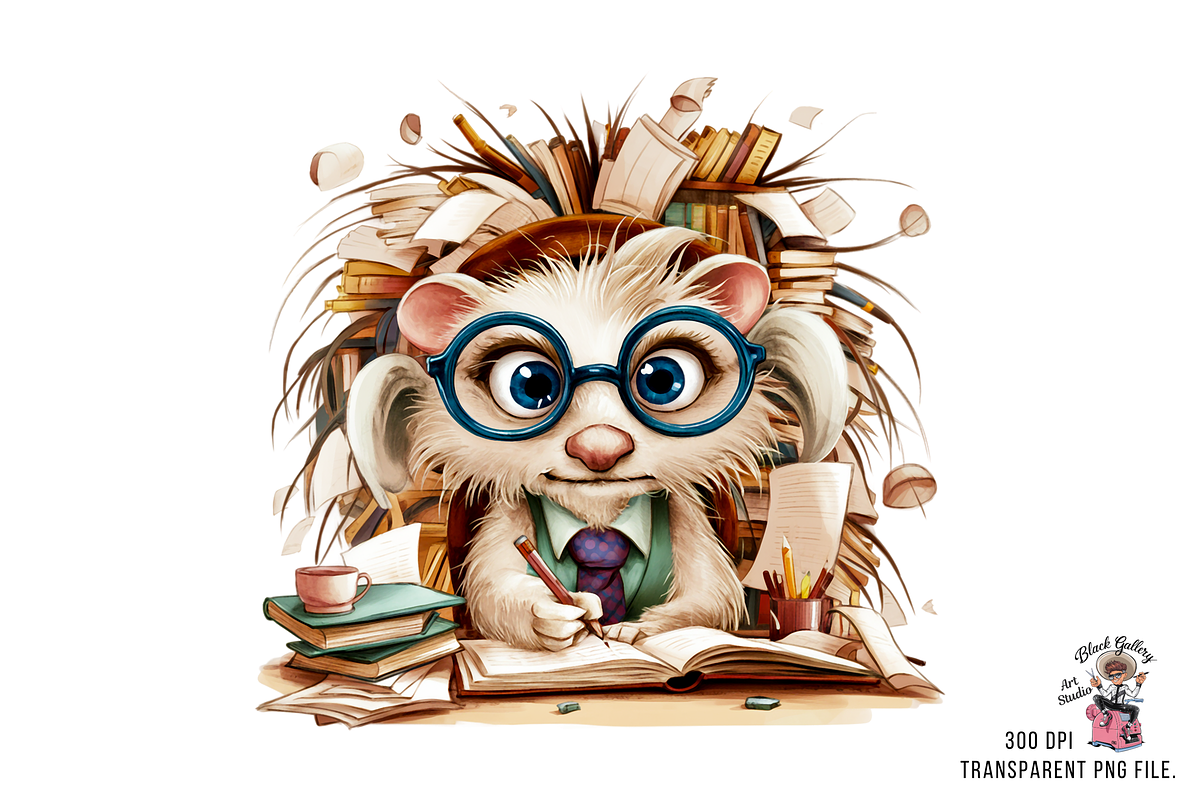 Cute Ferret with Books PNG Bundle, a Graphic by Clipart Bloom (Photo 2 of 12)