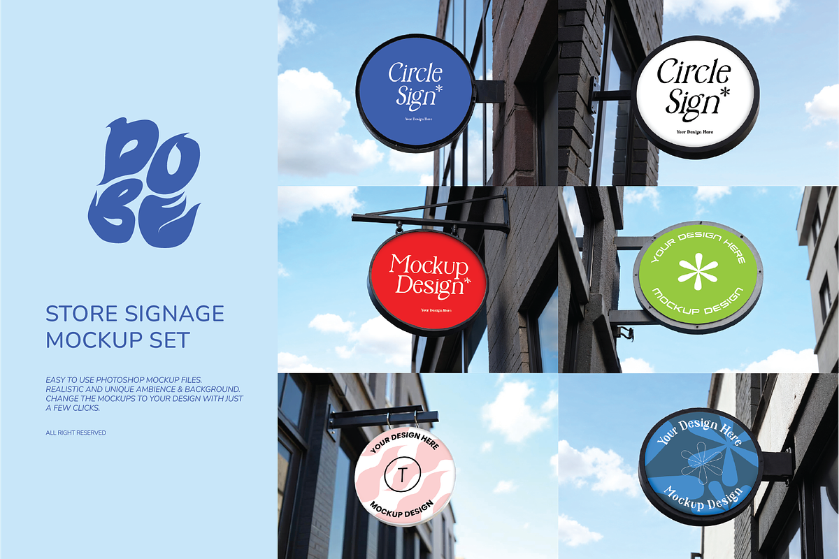 STORE HANGING SIGNAGE MOCKUP, an Advertising Mockup by DOBE Studio (Photo 1 of 14)