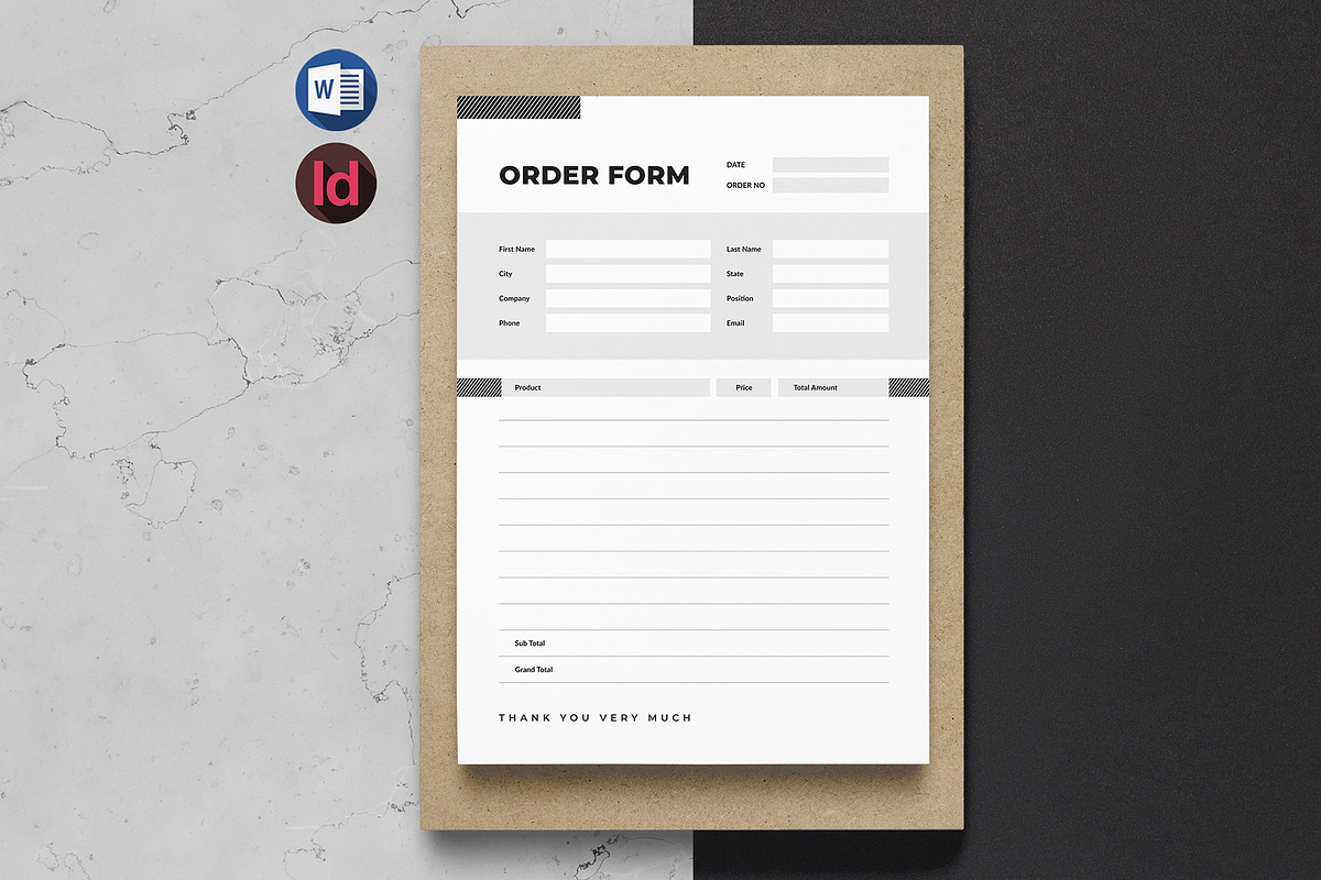 Minimal Order form | Word & InDesign