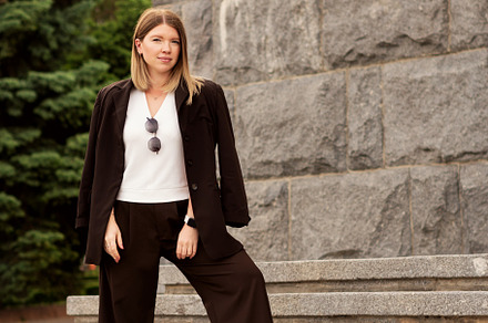 Young woman confidently standing