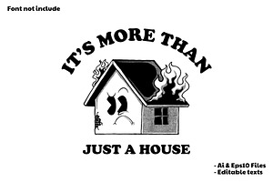 Retro Burned House Cartoon Logo