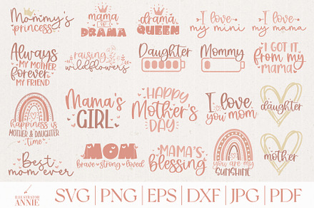 Mom And Daughter SVG Quote Bundle