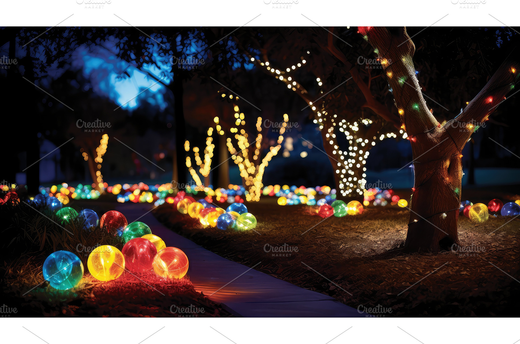 colorful led holiday lights ai, a Holiday Photo by pikepicture