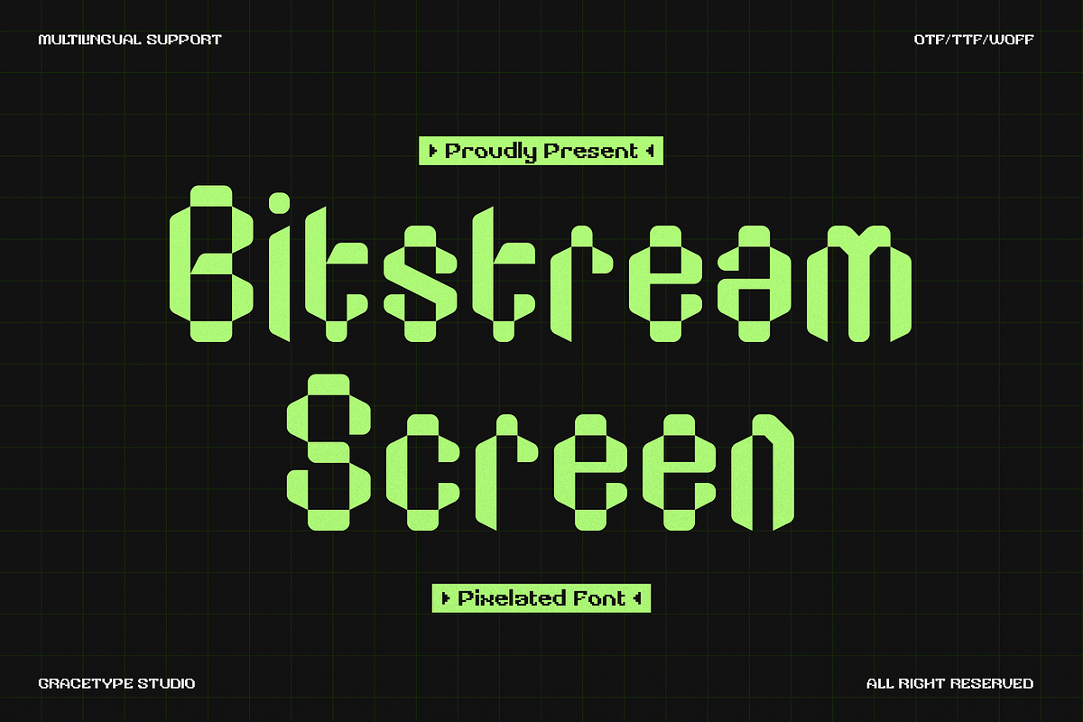 Bitstream Screen | Pixelated Font, a Sans Serif Font by gracetype_studio (Photo 1 of 12)