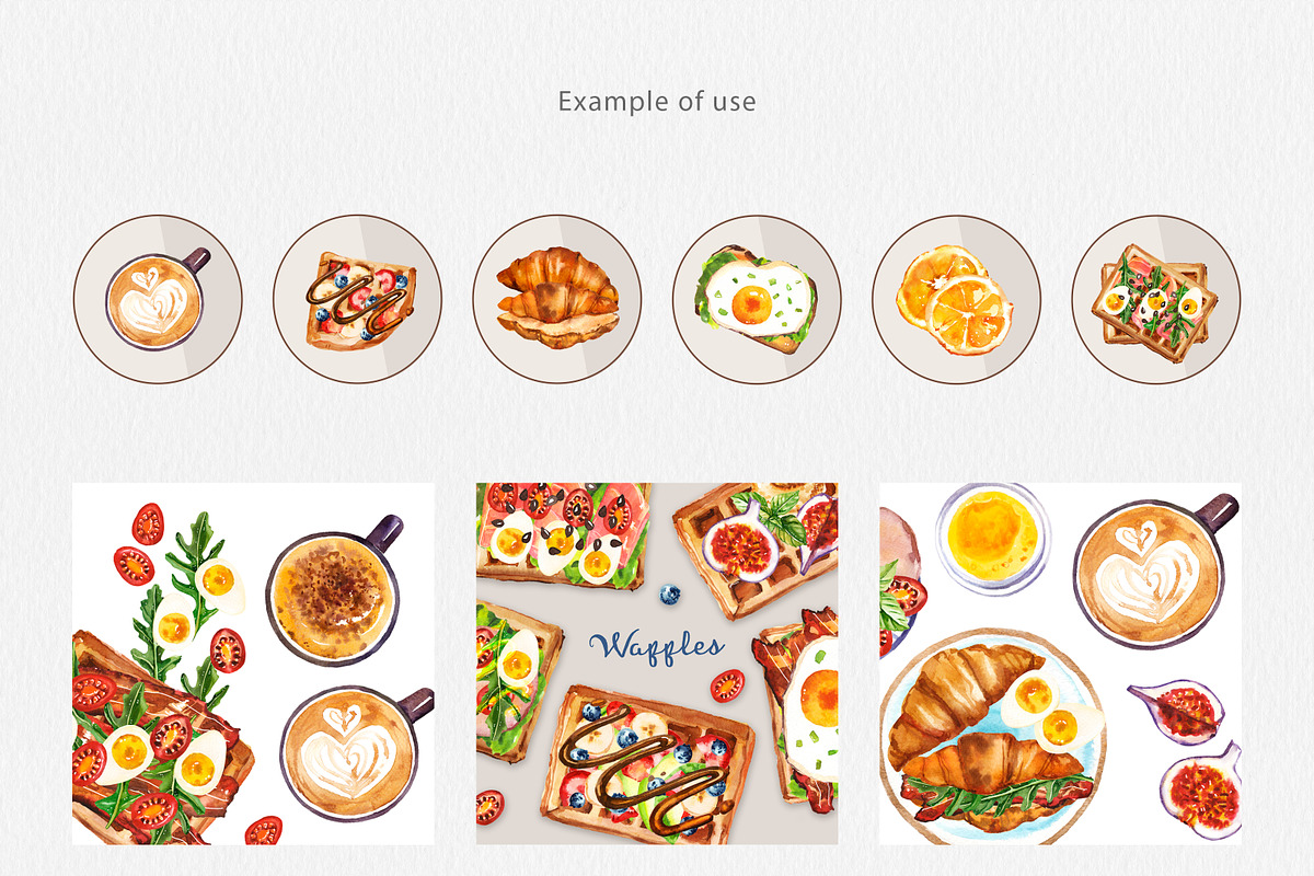 Delicious Breakfast Watercolor Set, a Food Illustration by Volha Studio (Photo 8 of 10)