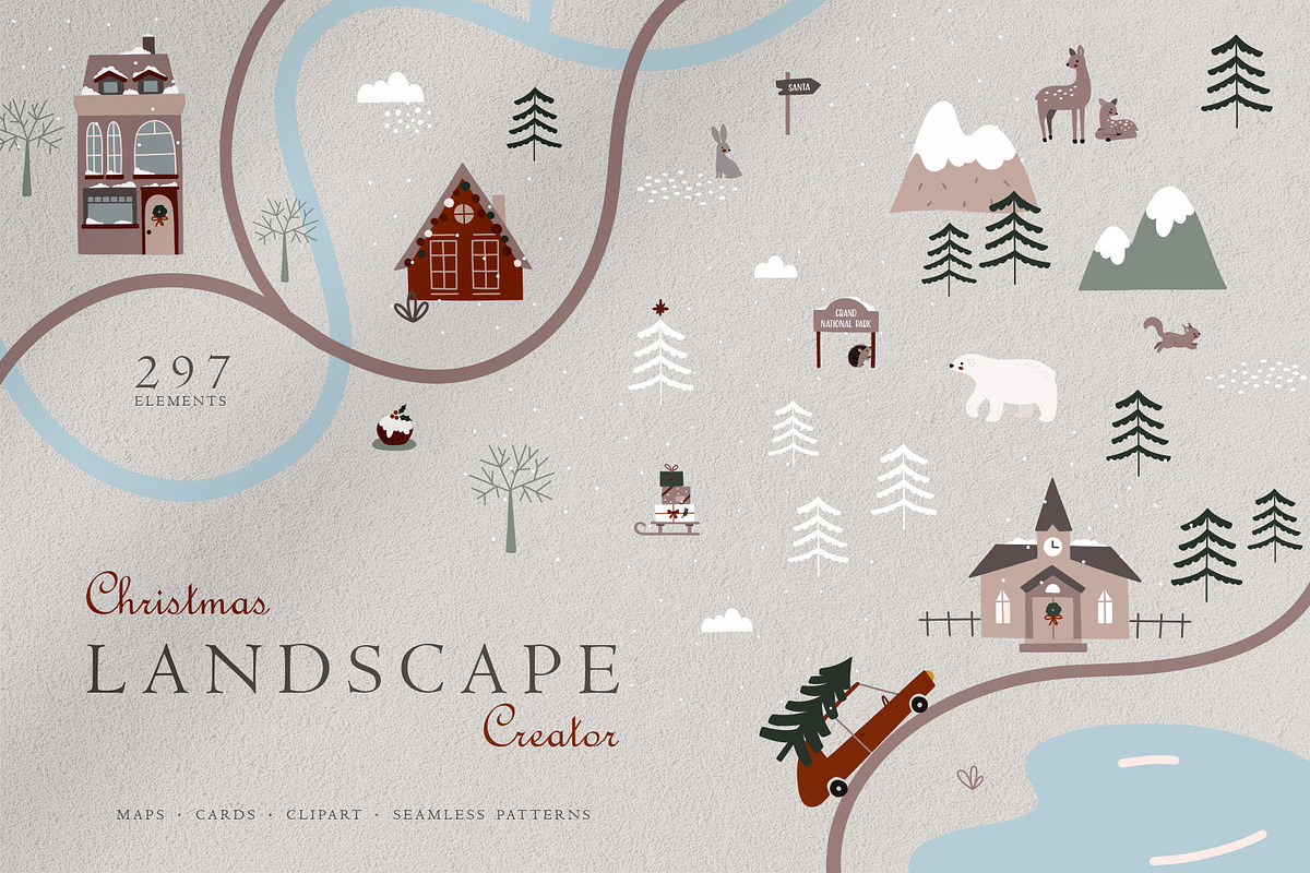 Christmas Map Creator, an Animal Illustration by AlekseliArt (Photo 1 of 14)
