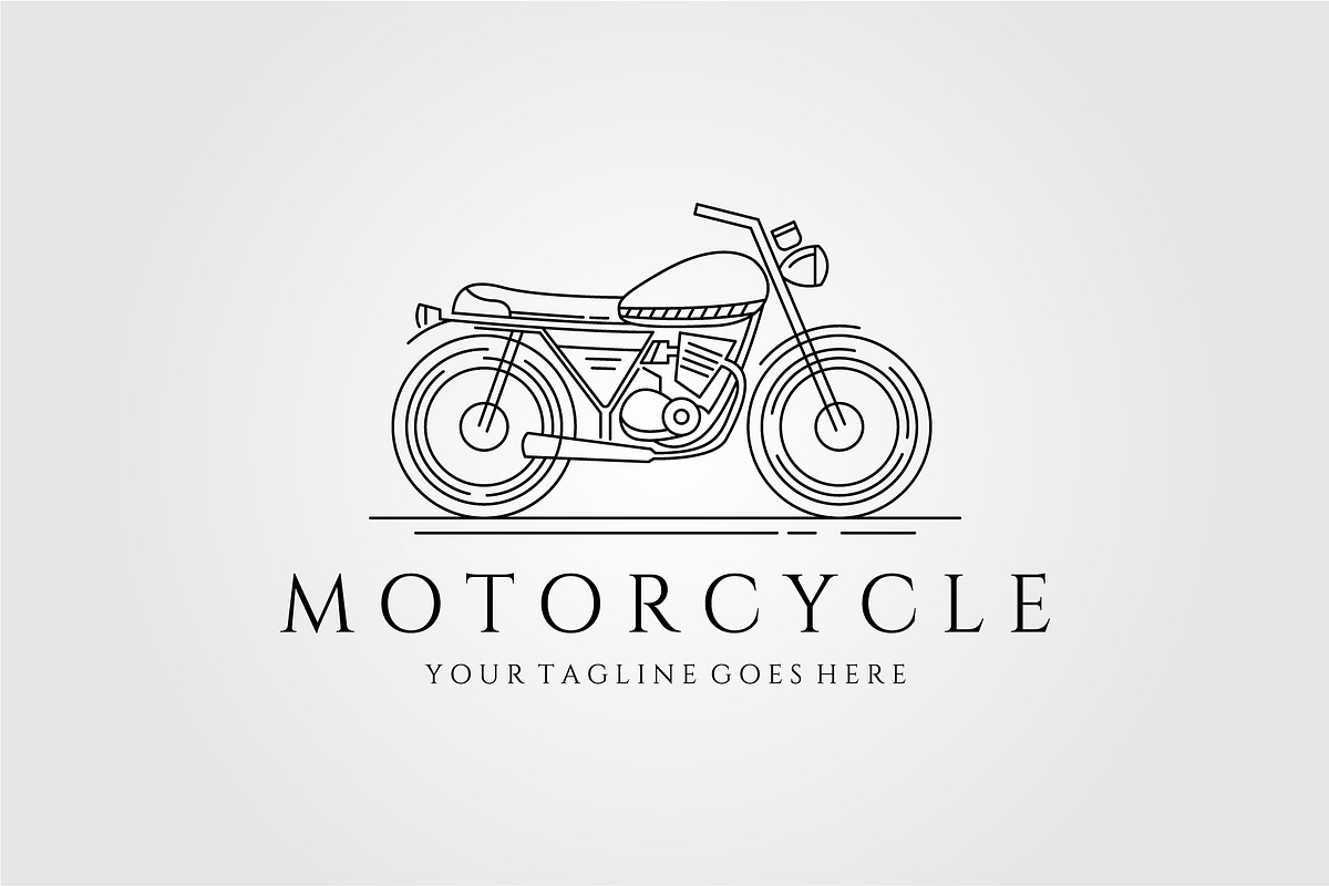 Motorcycle Line Art Logo Vector, a Branding & Logo Template by lawoel