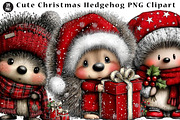 Cute Christmas Hedgehog PNG, a Seasonal Illustration by CreationArt (Thumbnail 1 of 5)