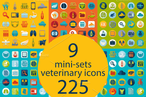 9 Veterinary Sets Of Icons