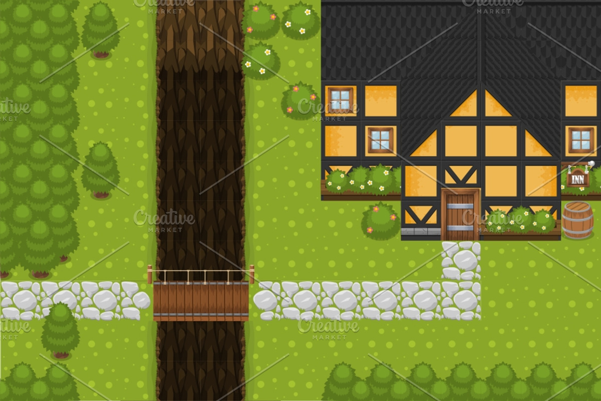 Top-Down Game Tileset 2, an Illustration by pzUH (Photo 3 of 4)