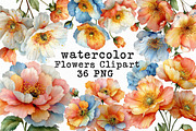 Colorful Flowers Clipart, an Illustration by Libby Wishes (Thumbnail 1 of 6)