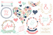Modern Floral Heart & Banners, an Illustration by Amanda Ilkov (Thumbnail 1 of 4)