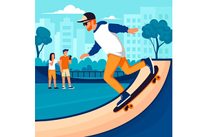 skateboarder. man in action pose, a Sport Illustration by Multigon