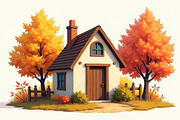 Dreamy Autumn Cottage Clipart Bundle, an Illustration by BIPLOB EXPERT (Thumbnail 6 of 13)
