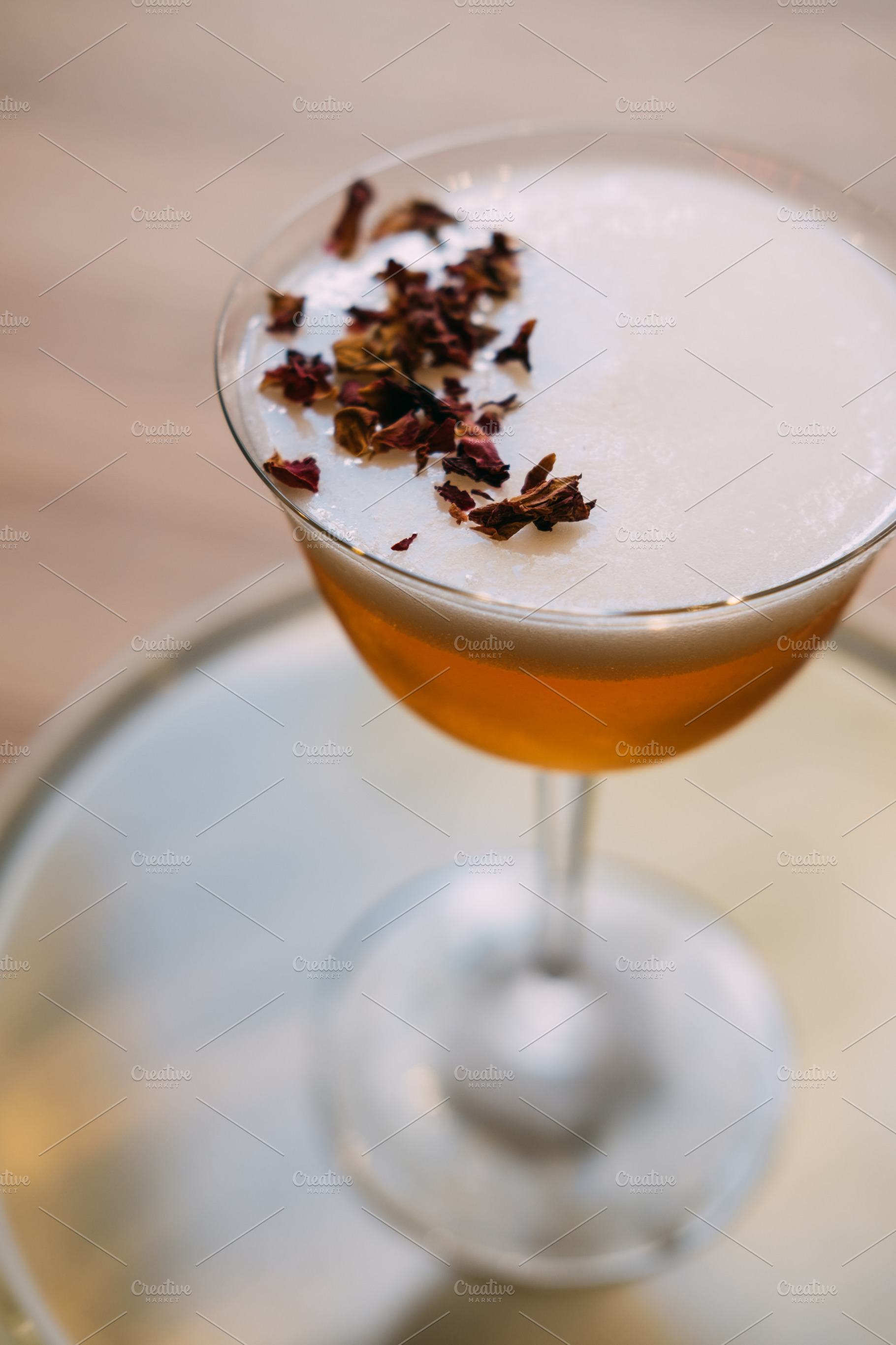 Served drink bright beverage foam mix cocktail, a Food & Drink Photo by Photo Drive Studio