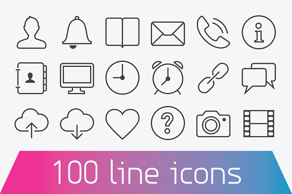 100 Thin Line Icons. Basic Set