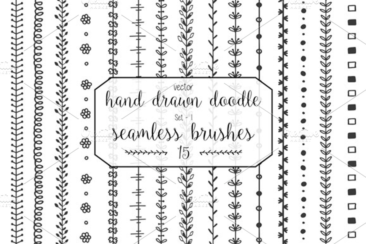 60 doodle vector pattern brushes preview 2