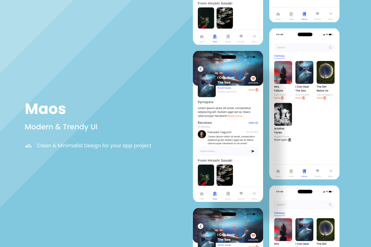 Maos - E-book Mobile Apps, an UI Kit Template by twinstd (Photo 2 of 4)